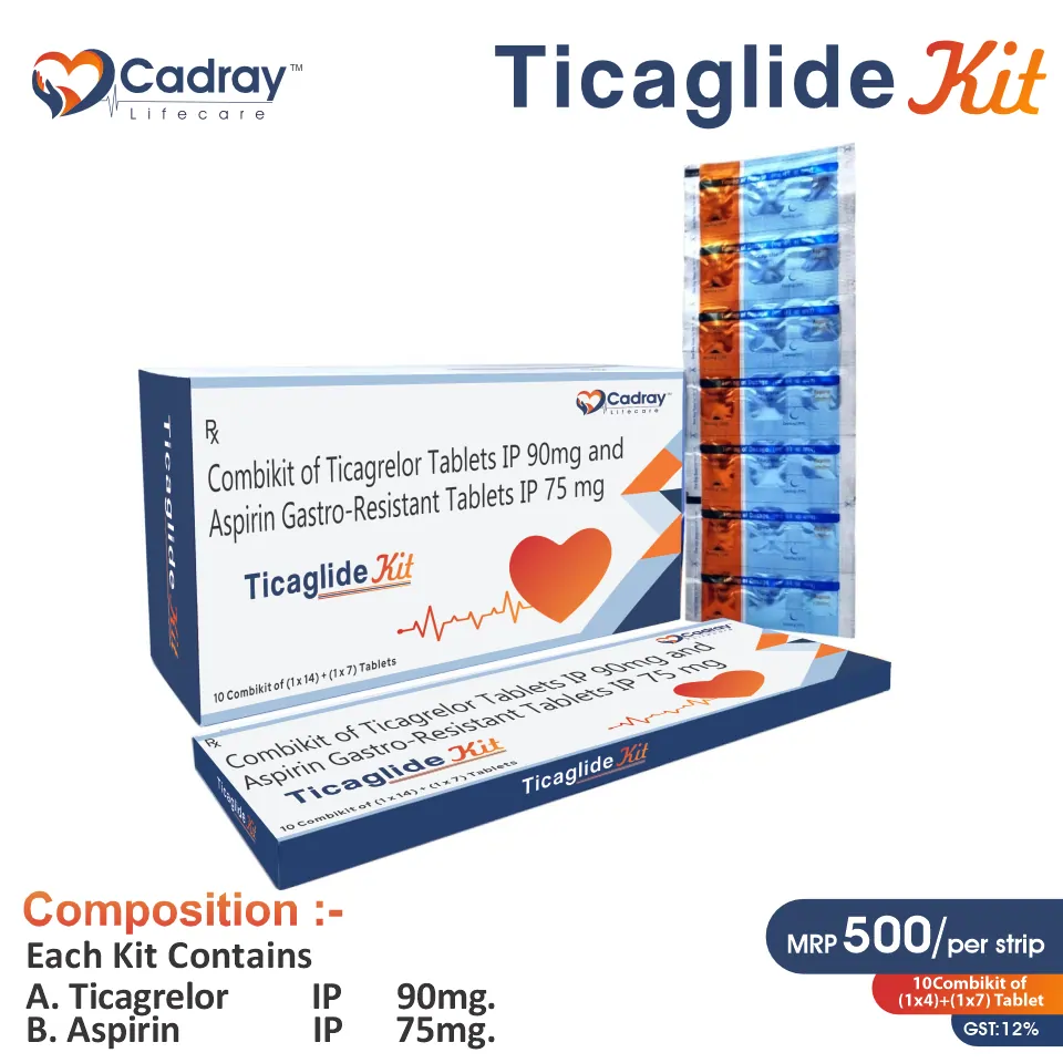 Ticagrelor 90mg + Aspirin 75mg Kit | Dual Antiplatelet Therapy | Best price for PCD Pharma Franchise in Lucknow